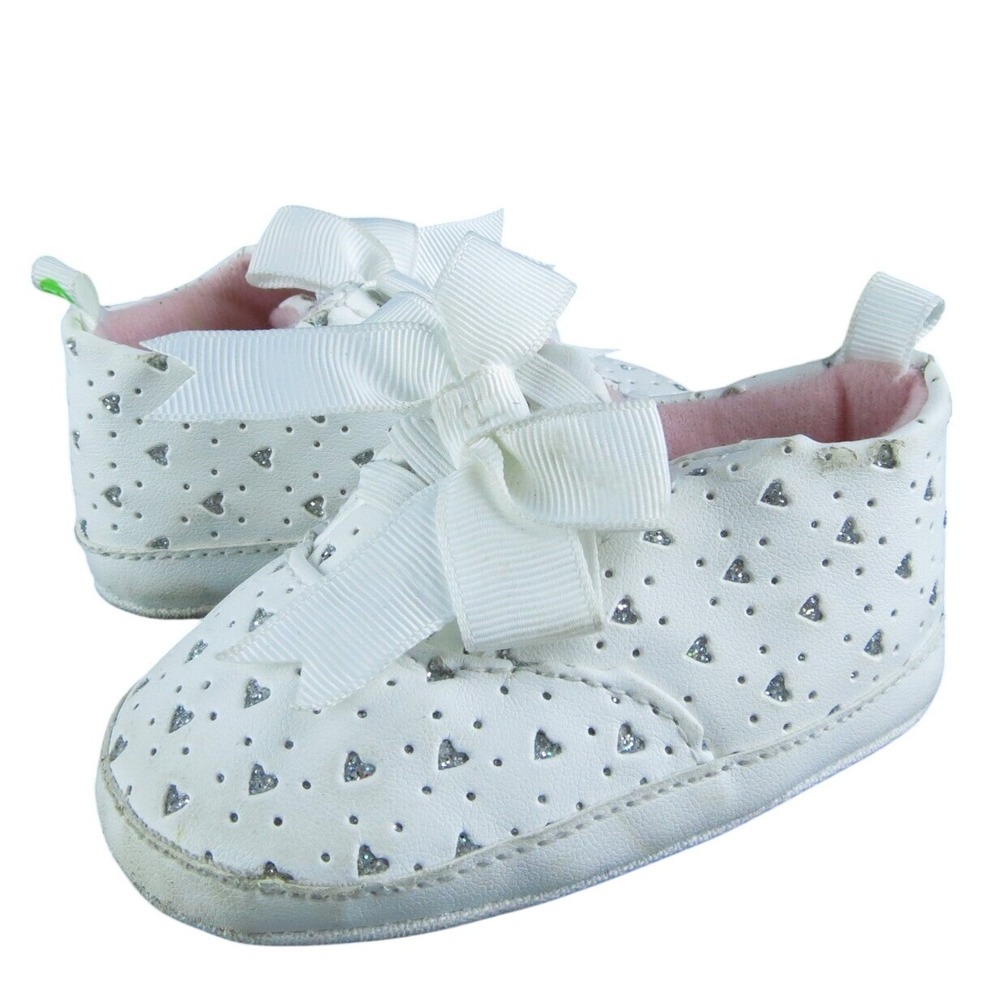 First Steps Girls Sneaker Size T 6-9 Month Medium‎ Shoes White Synthetic Slip On